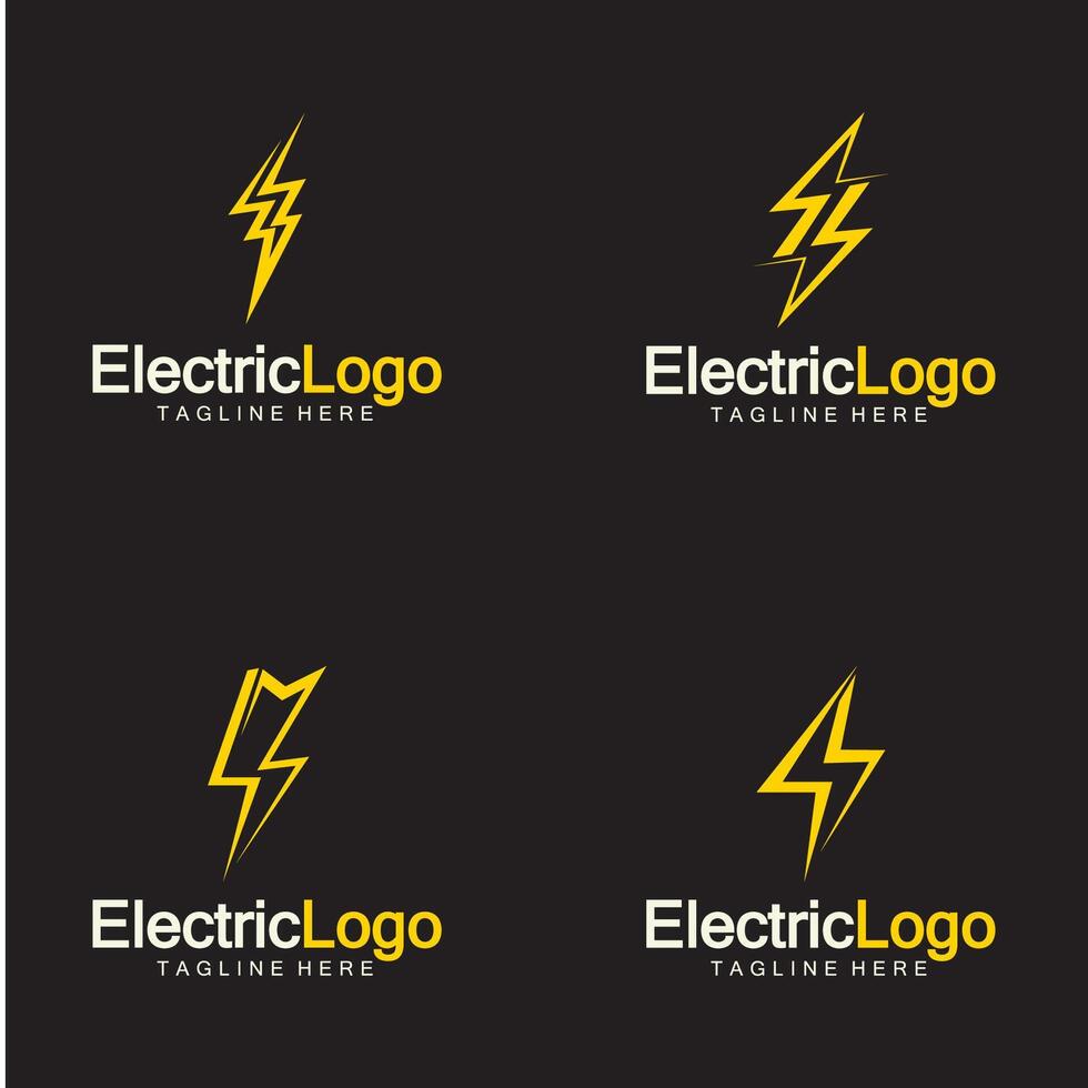 elektrisch logo ontwerp sjabloon, geïsoleerd Aan zwart achtergrond vector