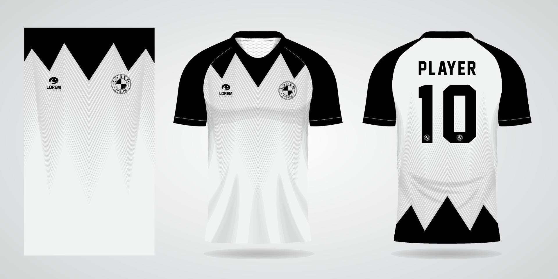 zwart wit jersey sjabloon voor teamuniformen en voetbal t-shirt vector