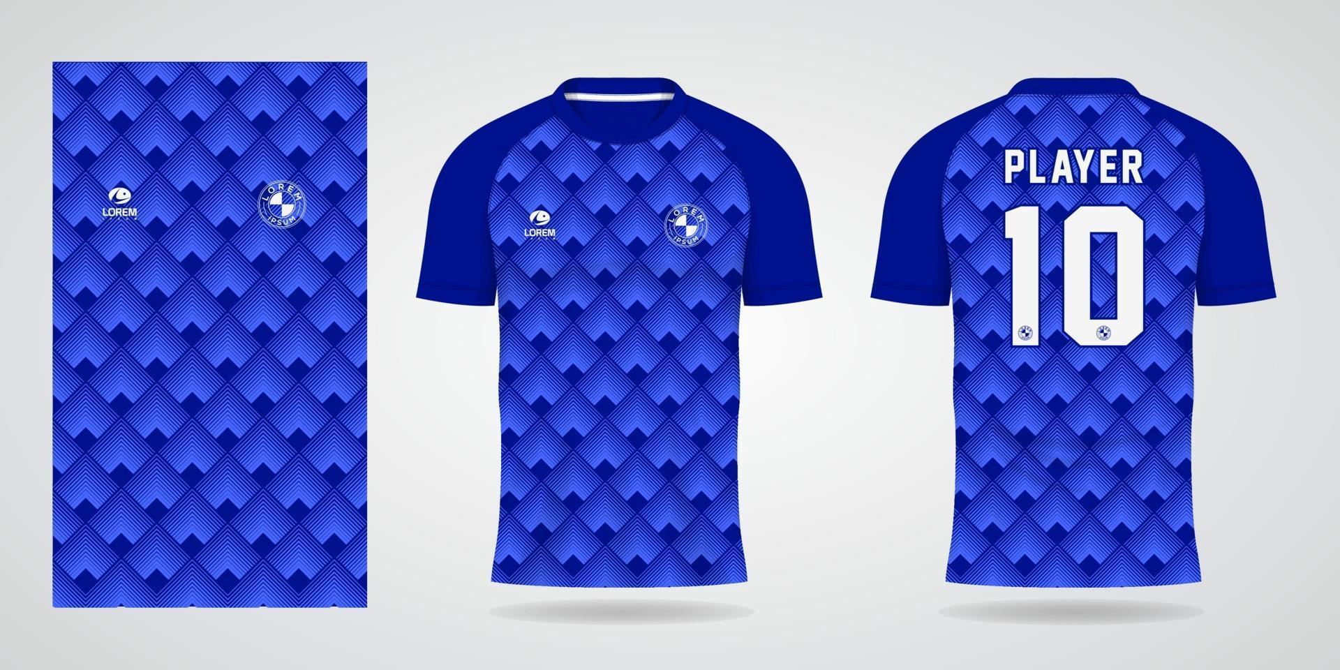 blauwe trui sjabloon voor teamuniformen en voetbal t-shirt vector