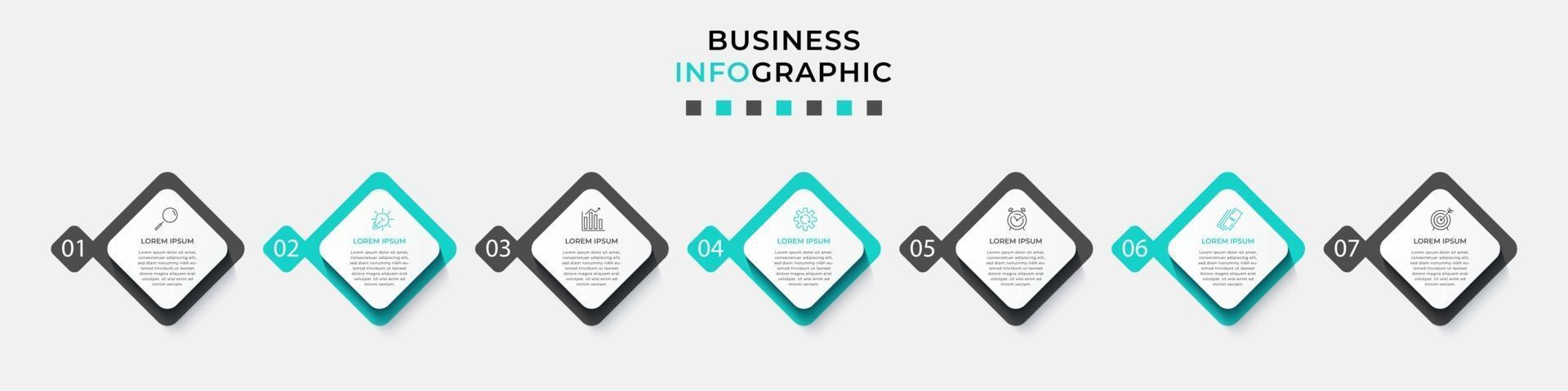 infographic ontwerpsjabloon met pictogrammen en 7 opties of stappen vector