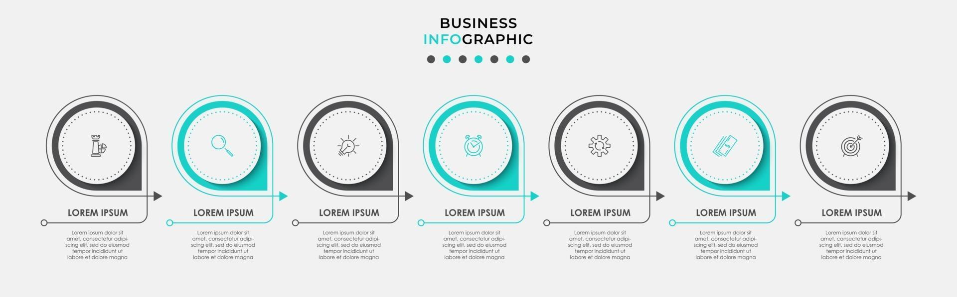 infographic ontwerpsjabloon met pictogrammen en 7 opties of stappen vector