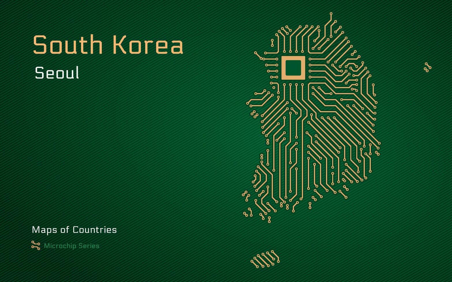 zuiden Korea kaart met stroomkring bord. creatief kaart van zuiden Korea. politiek kaart. seoel. hoofdstad. wereld landen vector kaarten. microchip serie