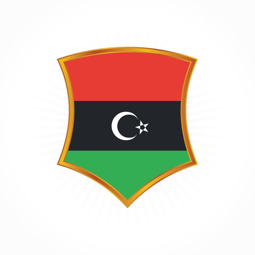 Libië vlag vector met schild frame