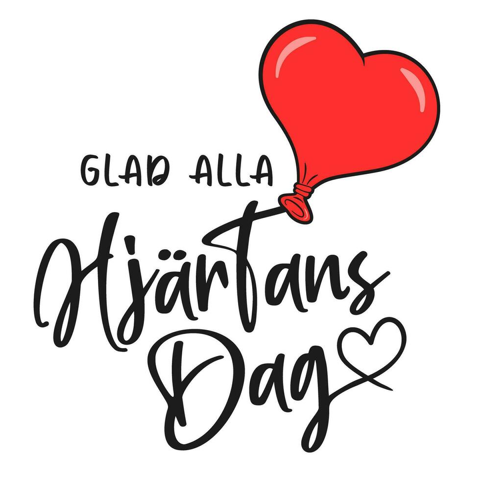 gelukkig Valentijnsdag dag belettering in Zweeds met rood ballon vector