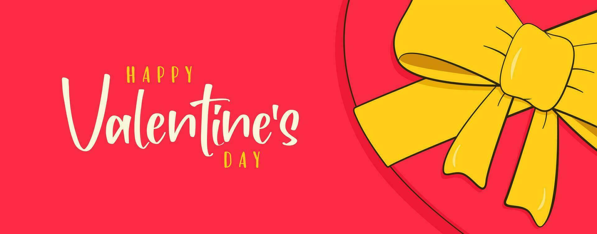 gelukkig Valentijnsdag dag, belettering met hartvormig doos. banier vector