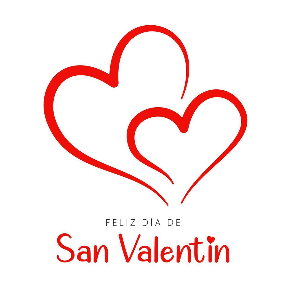 gelukkig Valentijnsdag dag belettering in Spaans met harten. kaart concept vector