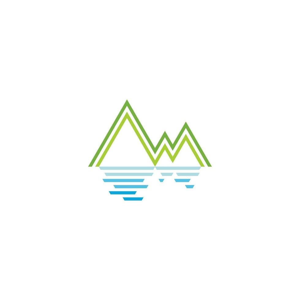 groen berg blauw zee helling beweging water logo vector