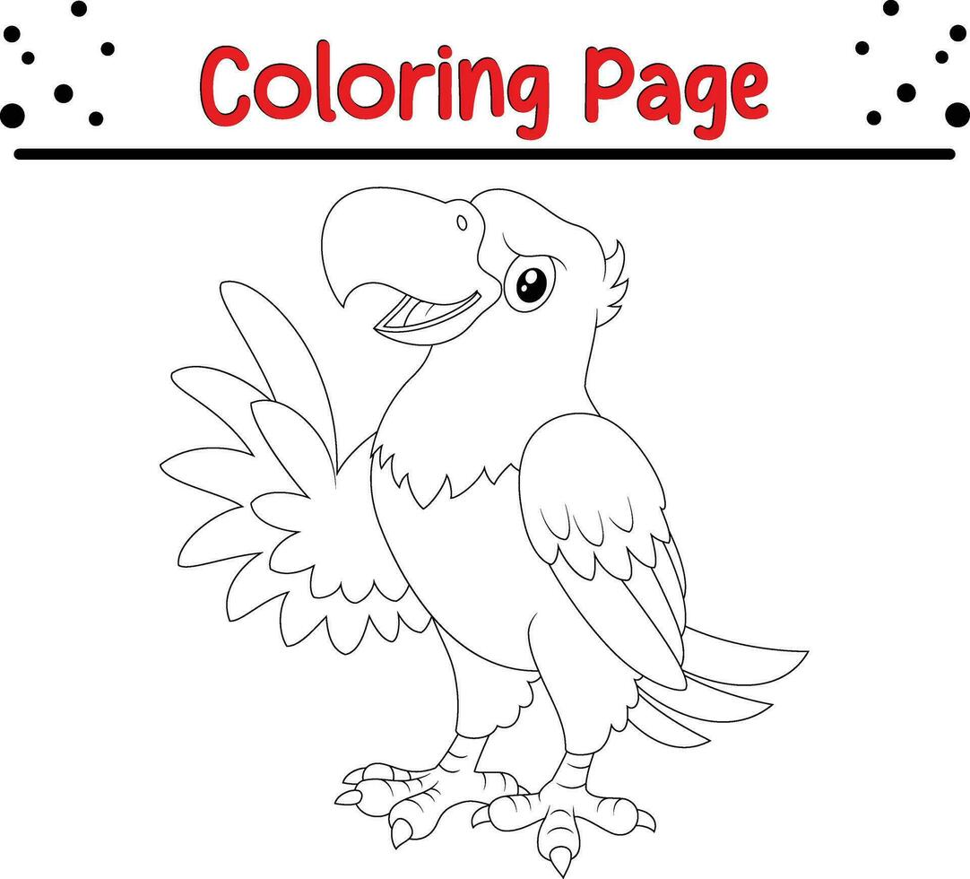 gelukkig papegaai vogel kleur bladzijde. zwart en wit vector illustratie voor een kleur boek.