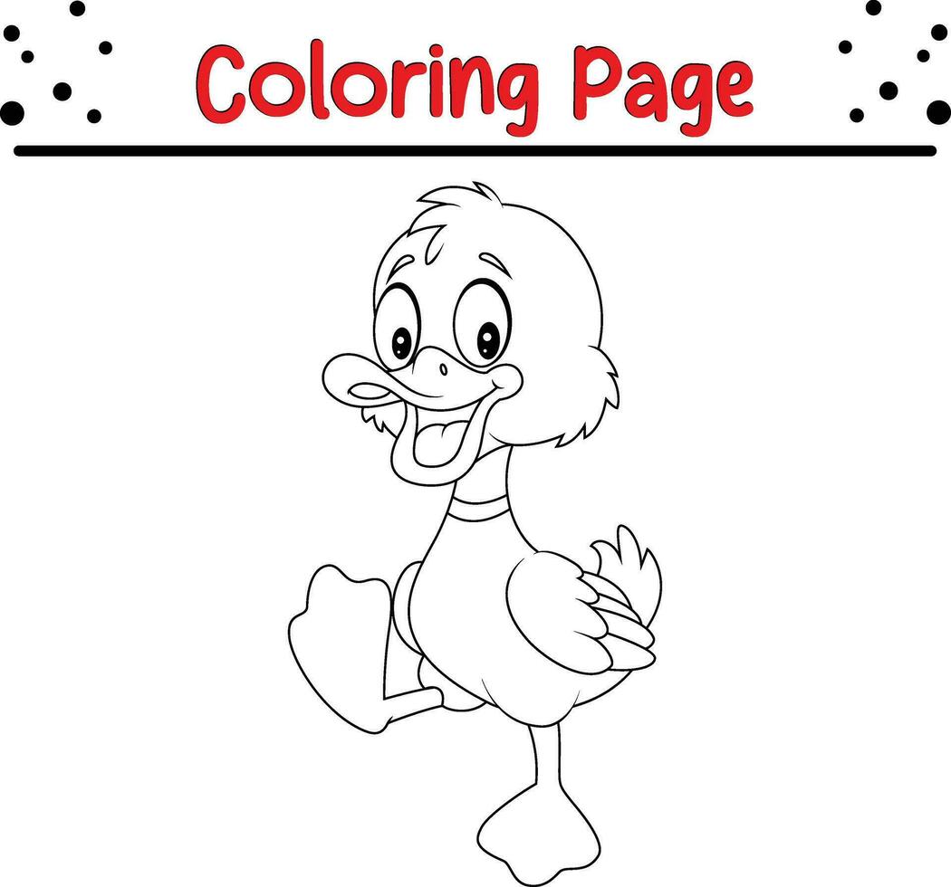 schattig eend kleur bladzijde. zwart en wit vector illustratie voor een kleur boek.
