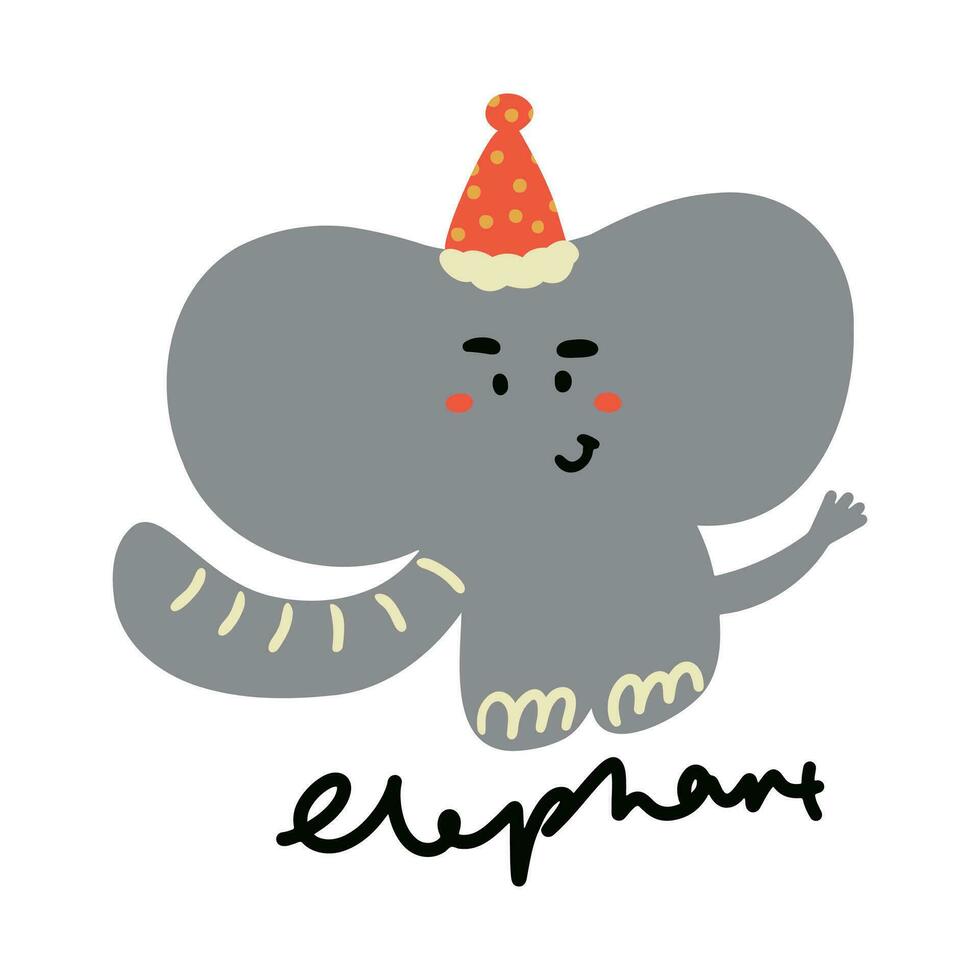 creatief hand- getrokken schattig tekenfilm dier olifant illustratie vector