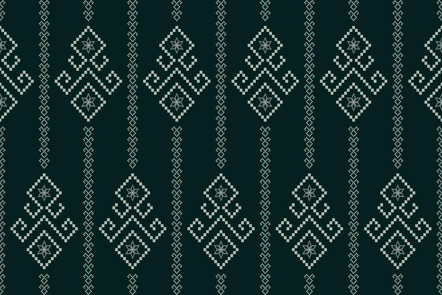 groen kruis steek kleurrijk meetkundig traditioneel etnisch patroon ikat naadloos patroon grens abstract ontwerp voor kleding stof afdrukken kleding jurk tapijt gordijnen en sarong aztec Afrikaanse Indisch Indonesisch vector