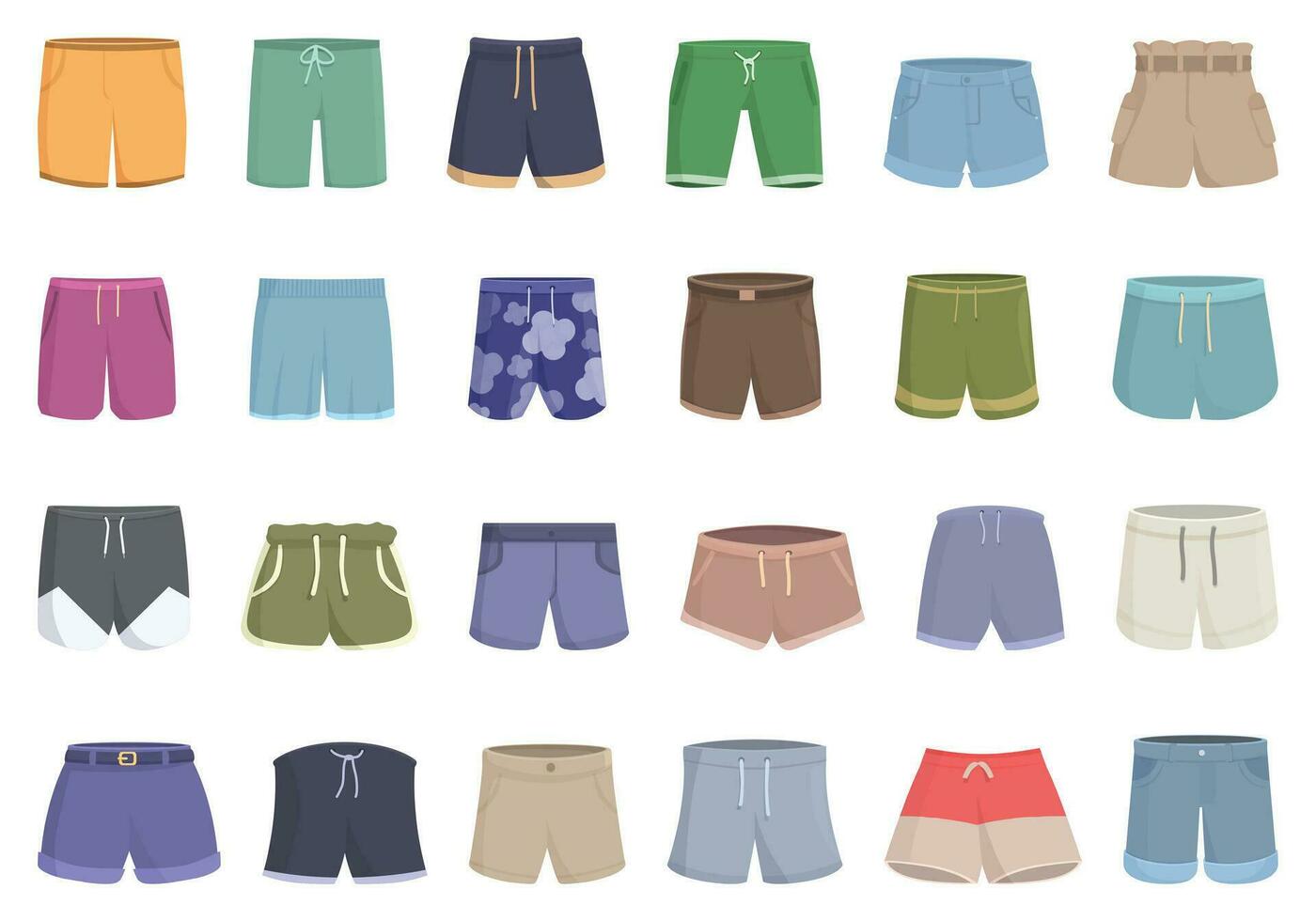 shorts pictogrammen reeks tekenfilm vector. broek uniform vector