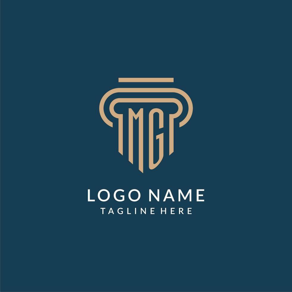 eerste mg pijler logo stijl, luxe modern advocaat wettelijk wet firma logo ontwerp vector