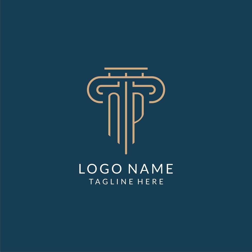 eerste brief np pijler logo, wet firma logo ontwerp inspiratie vector