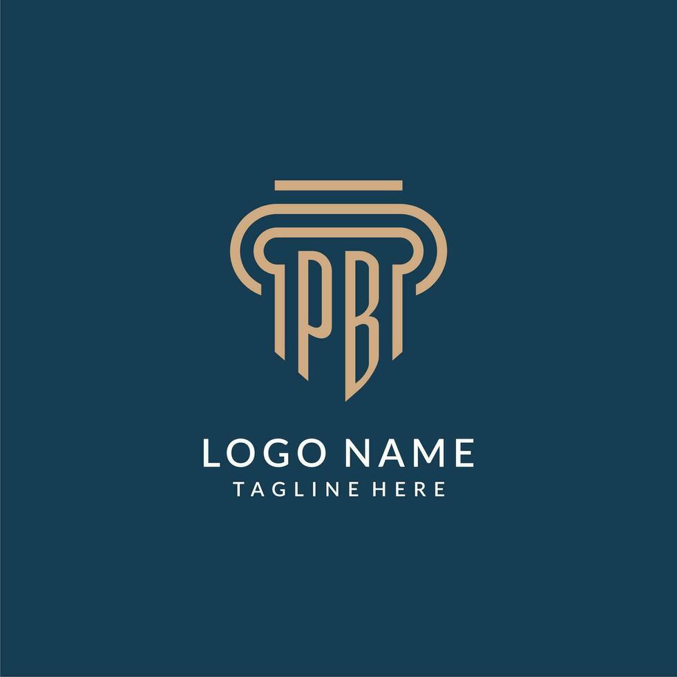eerste pb pijler logo stijl, luxe modern advocaat wettelijk wet firma logo ontwerp vector