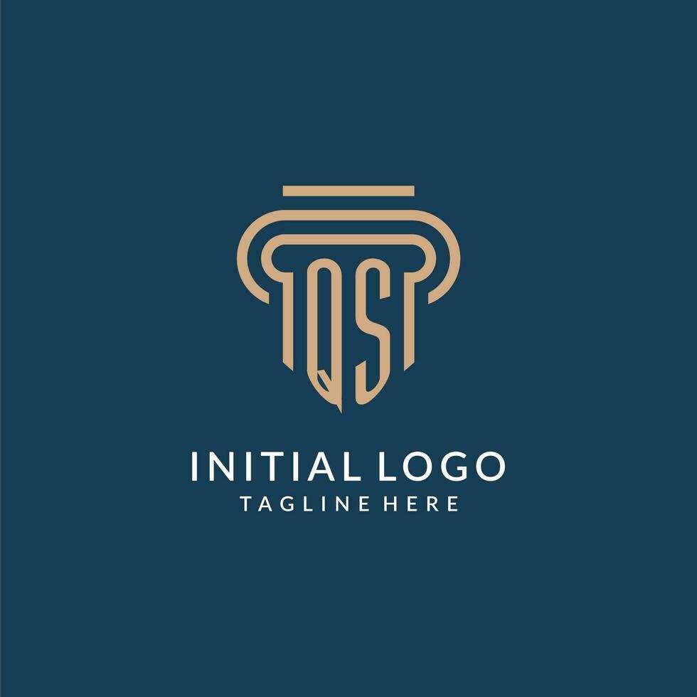 eerste qs pijler logo stijl, luxe modern advocaat wettelijk wet firma logo ontwerp vector