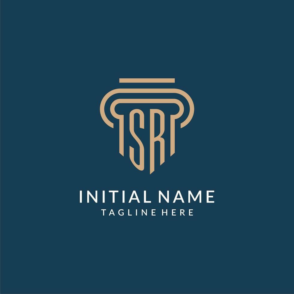 eerste sr pijler logo stijl, luxe modern advocaat wettelijk wet firma logo ontwerp vector