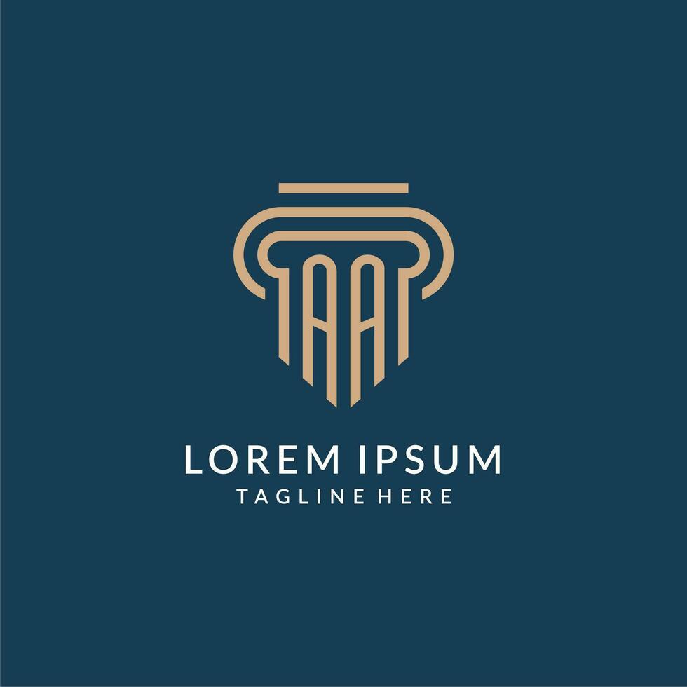 eerste aa pijler logo stijl, luxe modern advocaat wettelijk wet firma logo ontwerp vector
