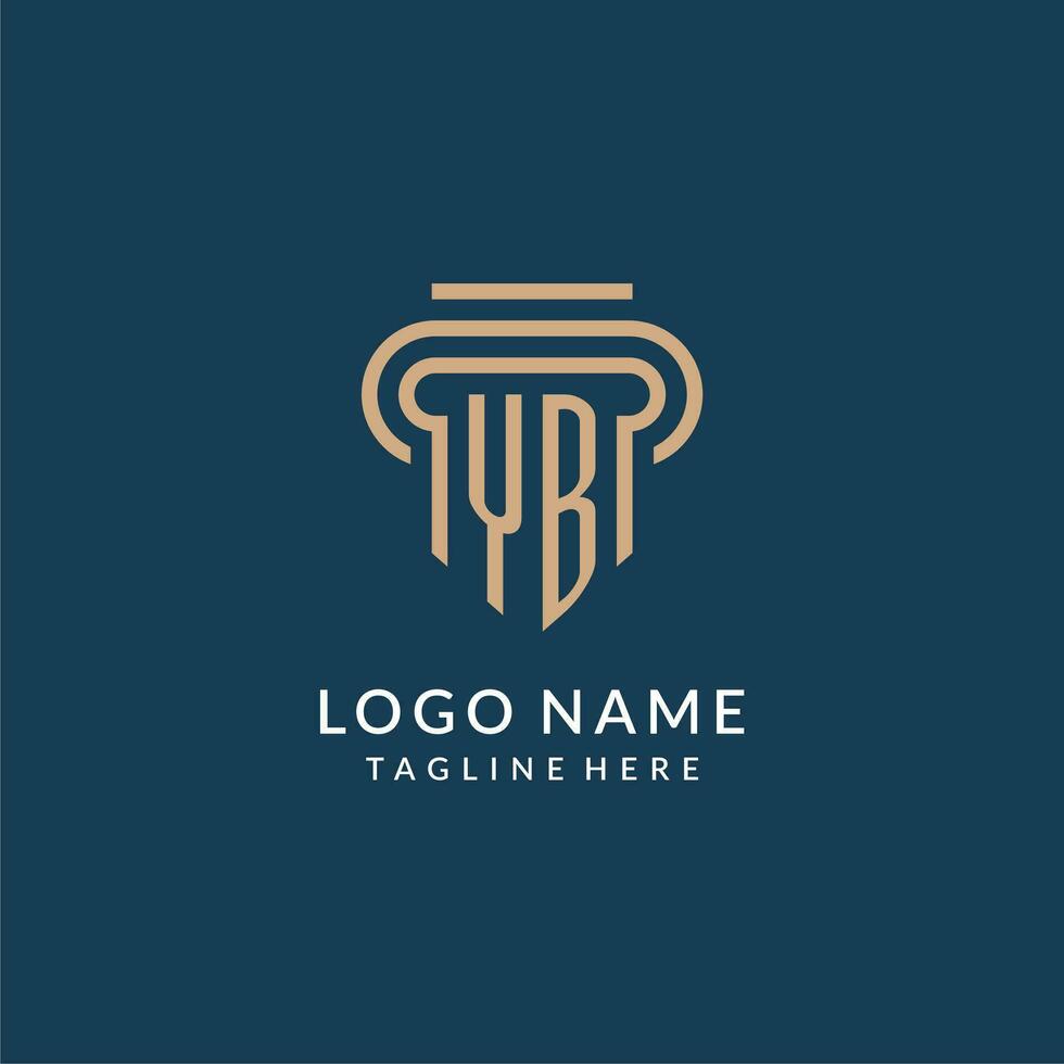 eerste yb pijler logo stijl, luxe modern advocaat wettelijk wet firma logo ontwerp vector