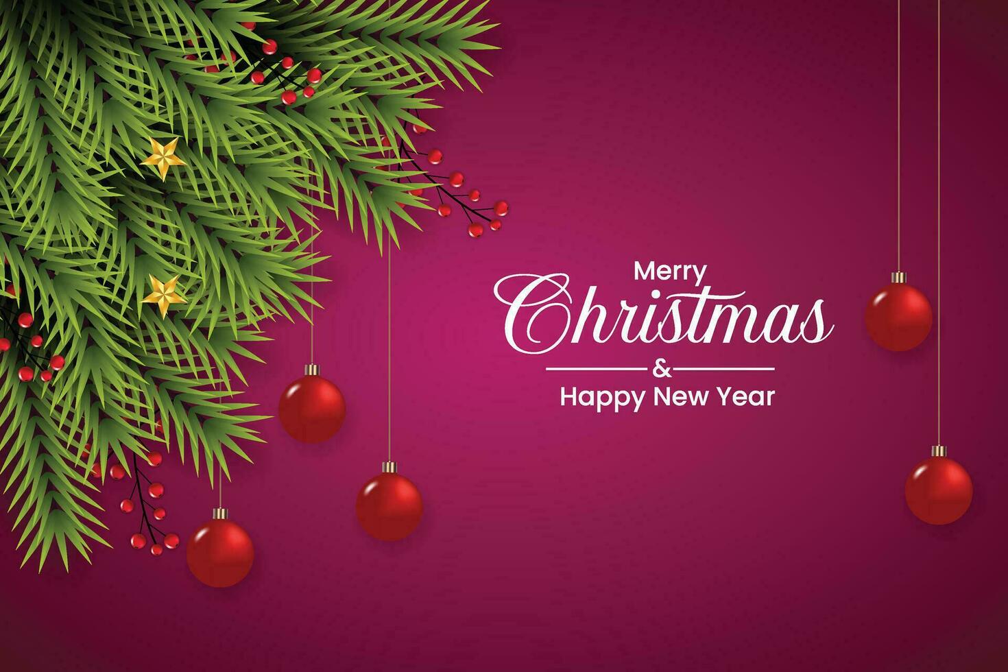 vrolijk Kerstmis achtergrond met pijnboom tak, kerst bal en Kerstmis element vector illustratie