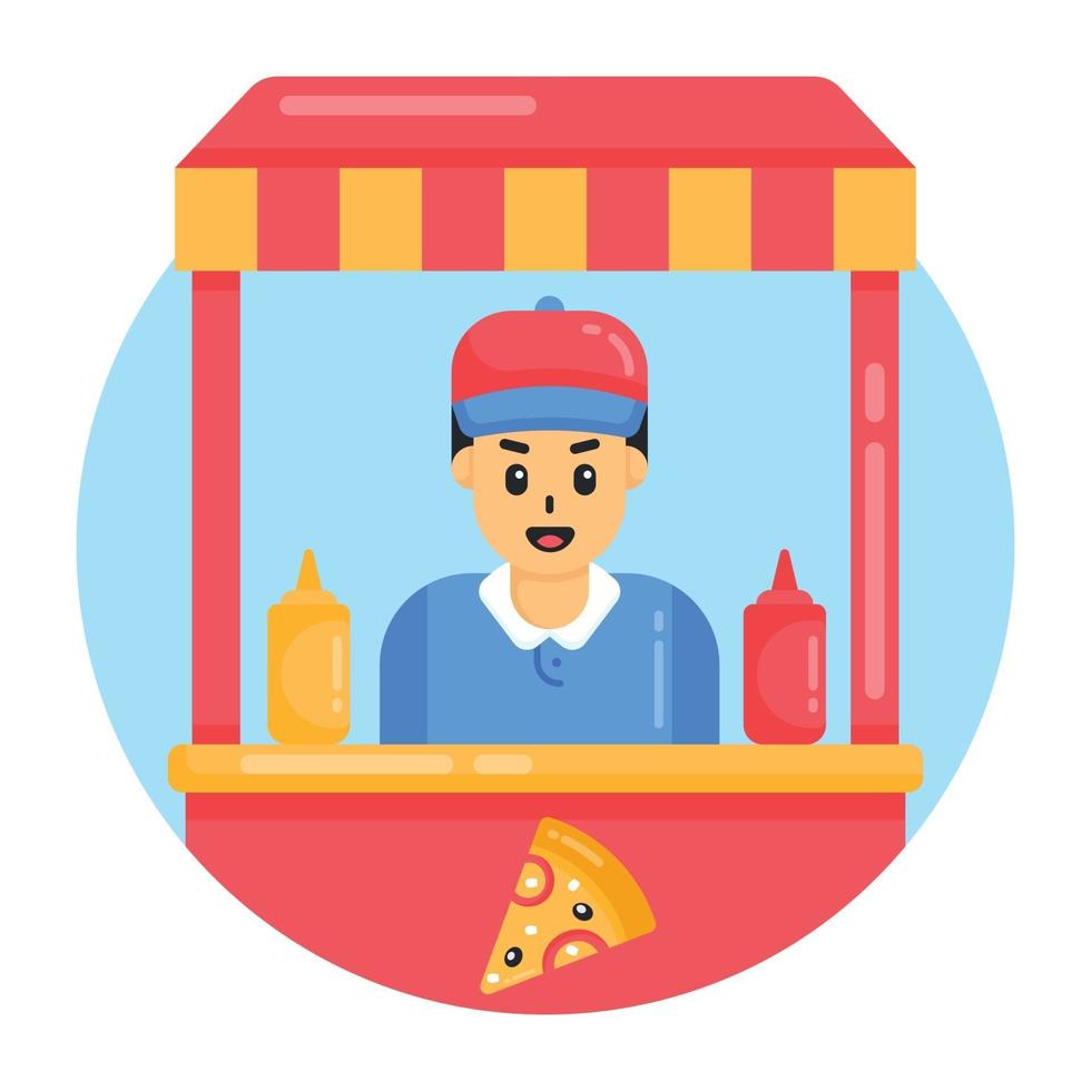 pizzakraam en winkel vector