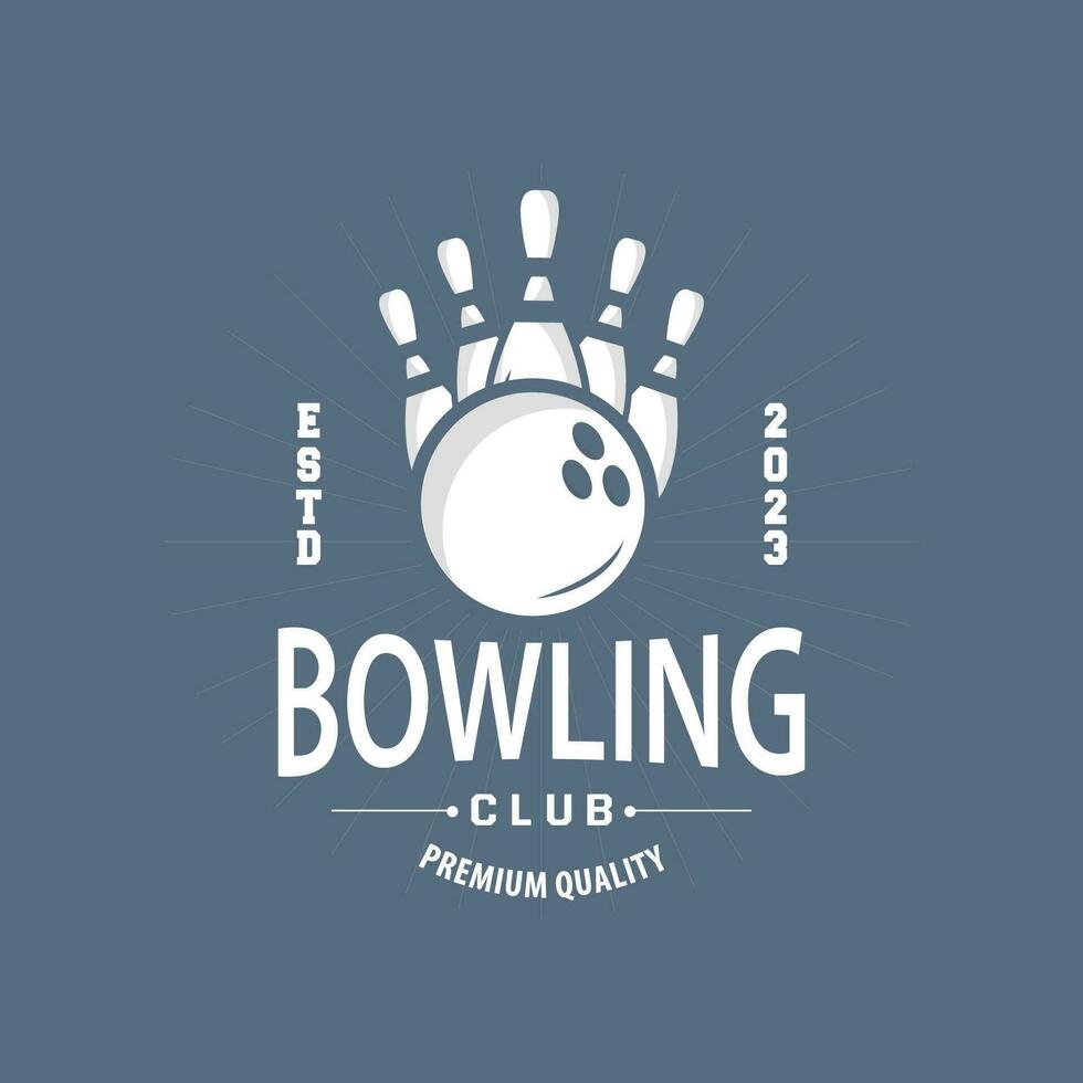 bowling sport- club logo, bowling bal en pin ontwerp vector toernooi sjabloon illustratie