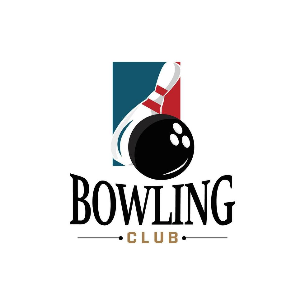 bowling sport- club logo, bowling bal en pin ontwerp vector toernooi sjabloon illustratie