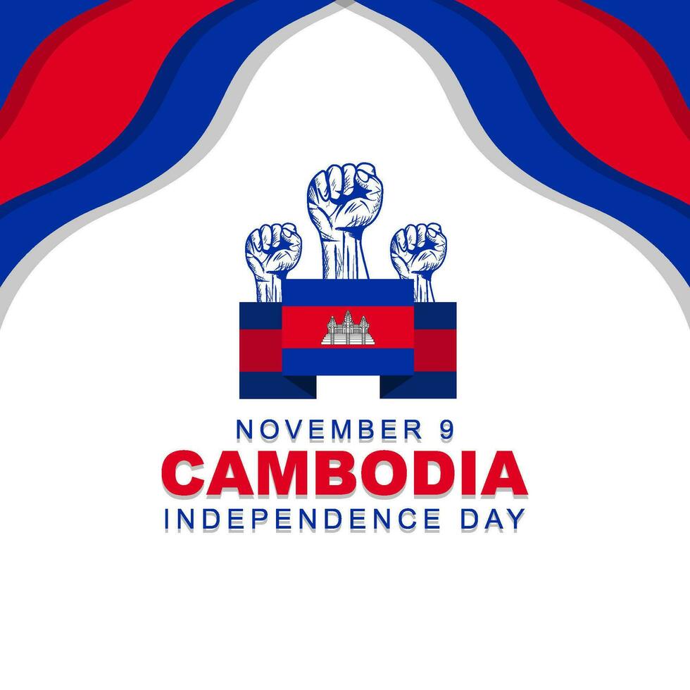 Cambodja onafhankelijkheid dag is gevierd elke jaar Aan november 9, poster ontwerp met Cambodjaans vlag met grunge structuur vector