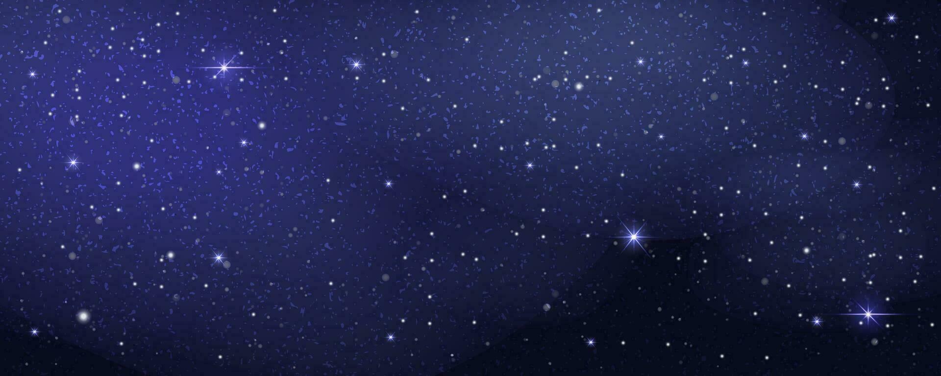 concept van web spandoek. magie kleur heelal. horizontaal ruimte achtergrond met realistisch nevel, sterrenstof en schijnend sterren. eindeloos universum en sterrenhemel nacht lucht. vector