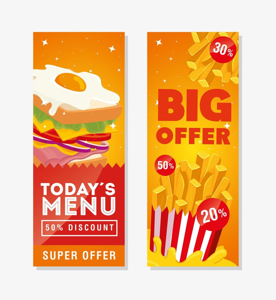 set poster biedt heerlijk fastfood vector