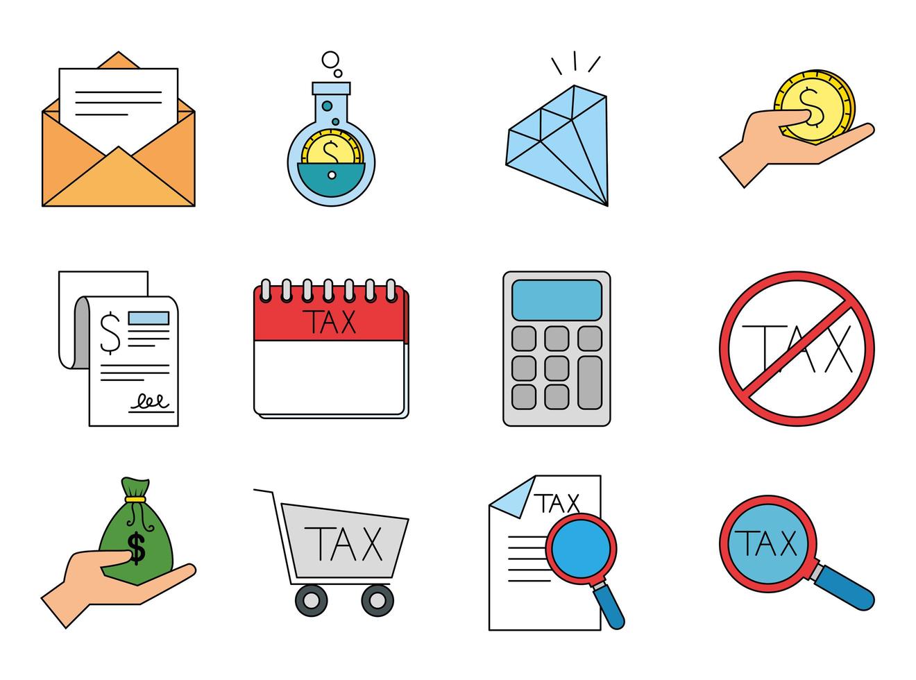 geïsoleerd geld en belasting icon set vector design