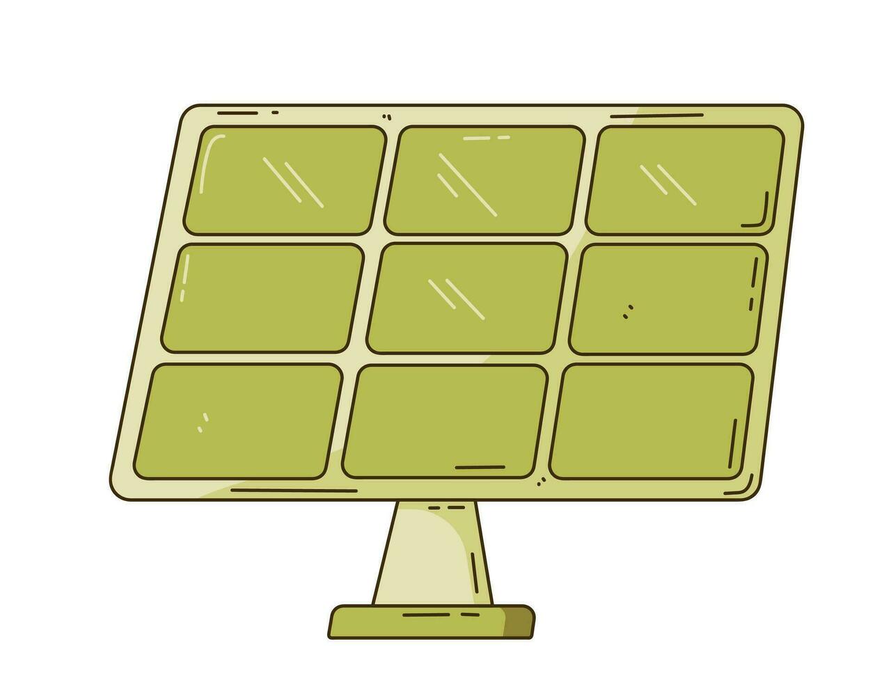 zonne- elektrisch batterijen. zon macht station paneel. groen en alternatief energie. milieuvriendelijk duurzame energie concept. tekenfilm stijl. vector