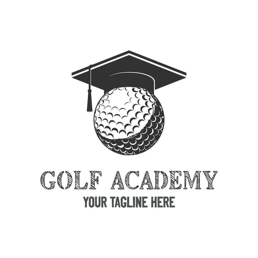 wijnoogst afstuderen toga hoed met golf bal voor sport Cursus onderwijs school- academie club logo ontwerp vector