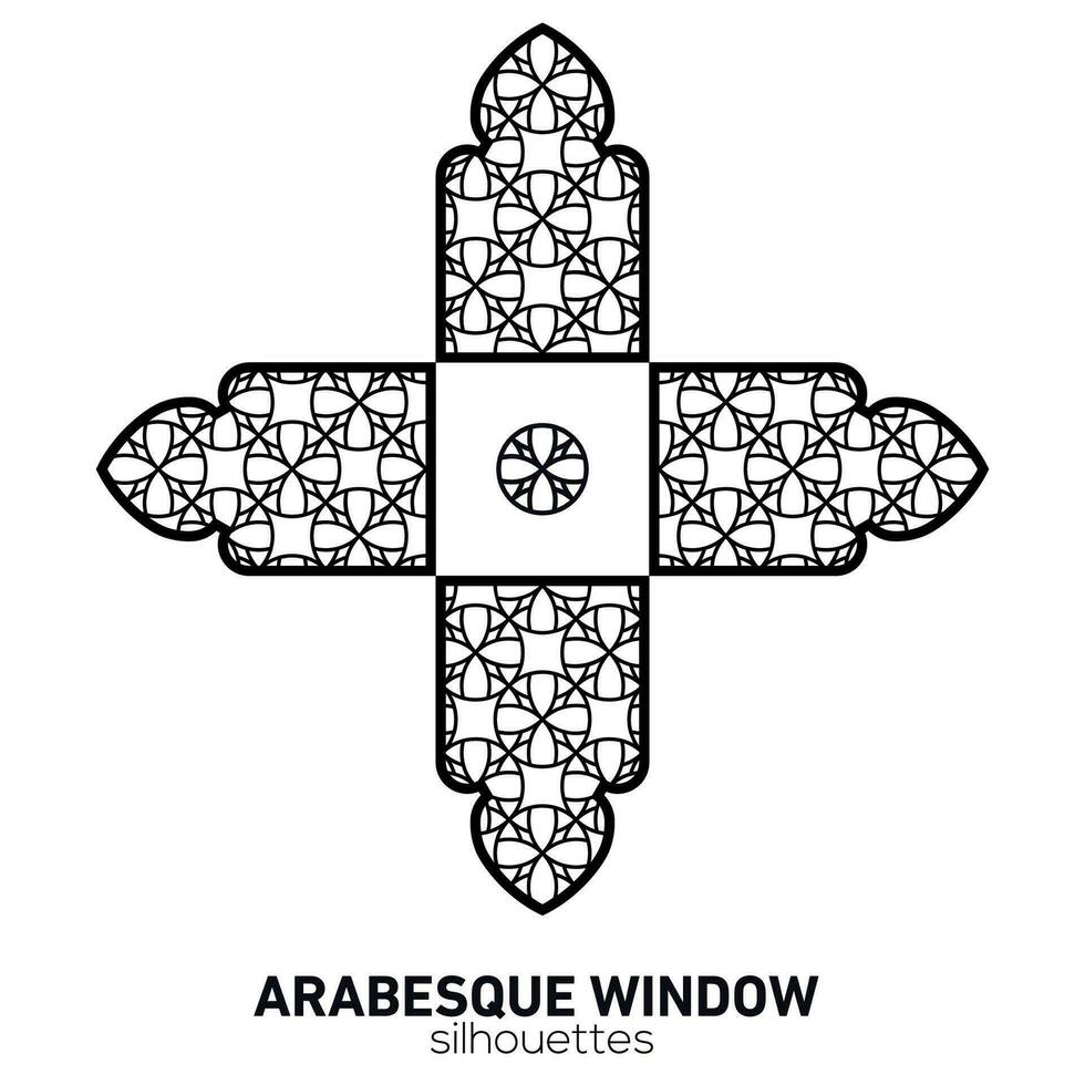 arabesk venster silhouetten. vector symbool traditioneel Islamitisch bogen. Arabisch traditioneel architectuur. Ramadan kareem ontwerp element. meetkundig ornament Arabisch patroon.