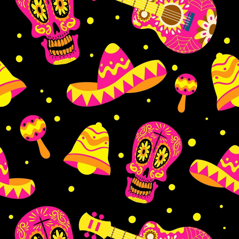 dia de los Muertos naadloos patroon ontwerp vector