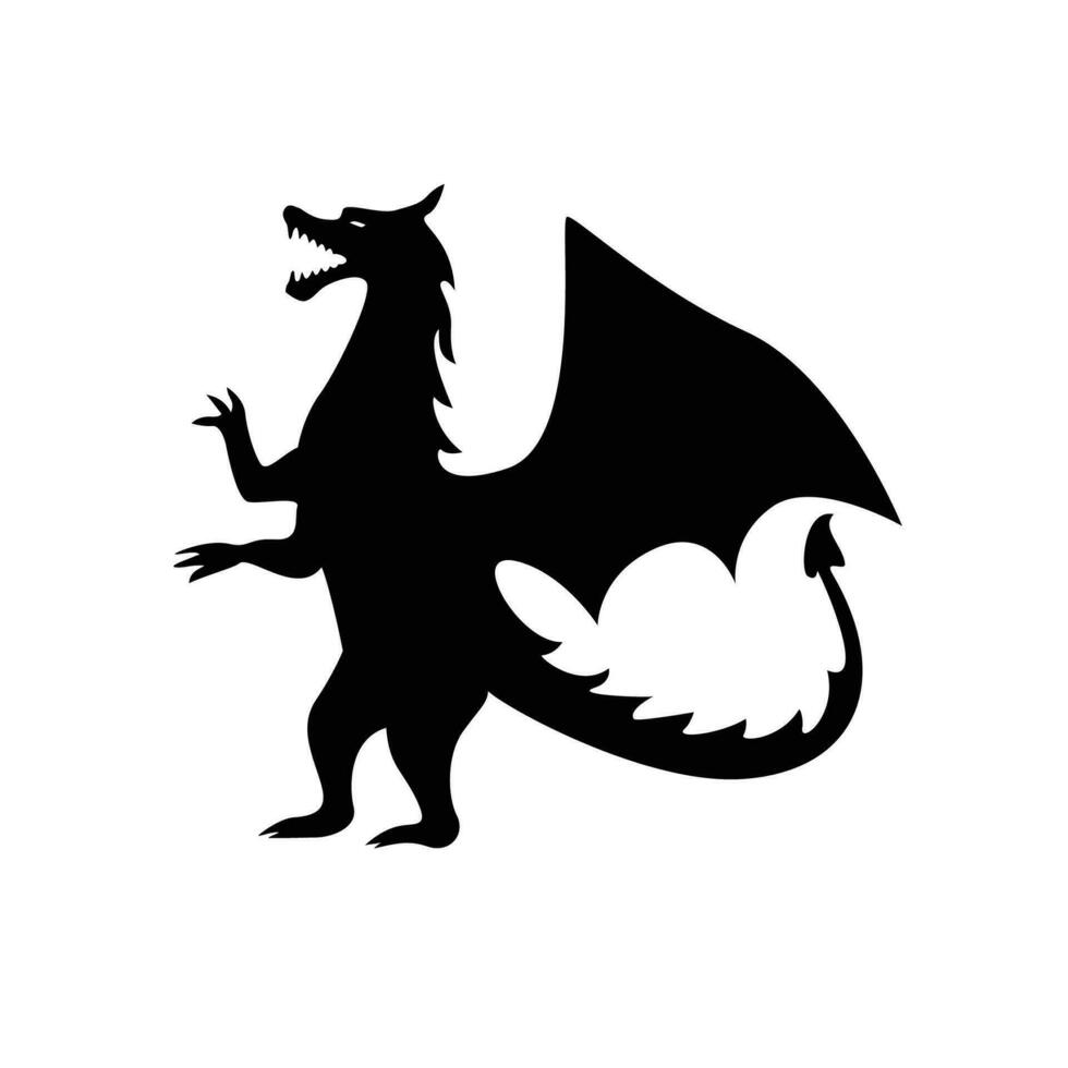 draak silhouet logo sjabloon vector illustratie. mythologie monster teken en symbool.