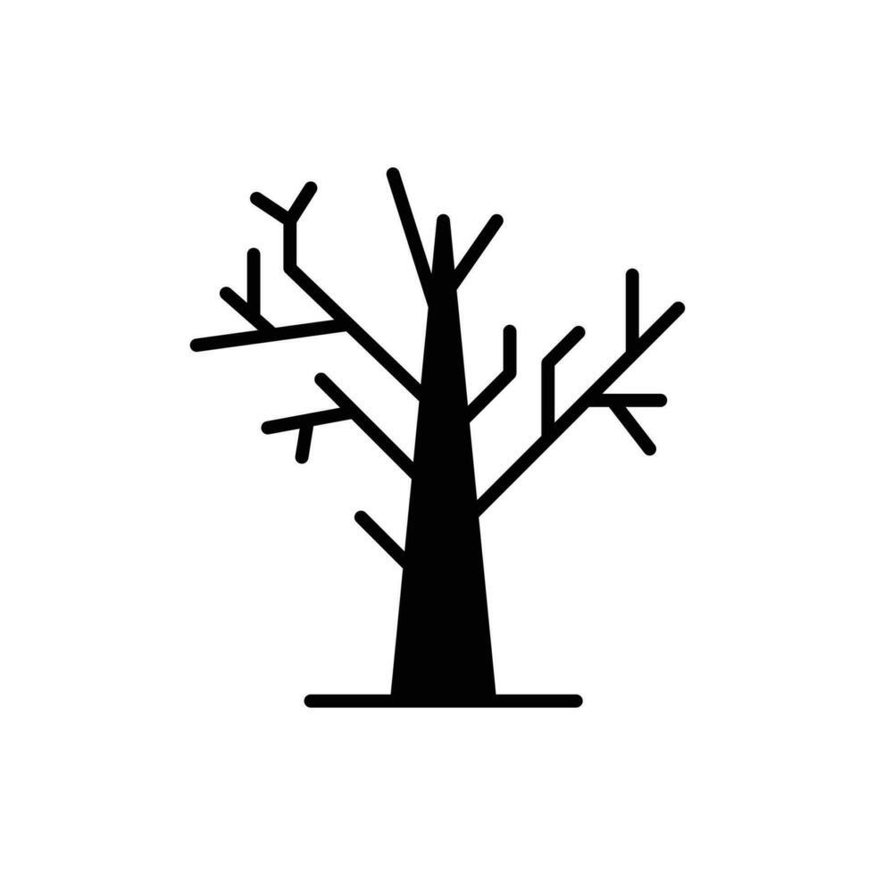 dood boom icoon. gemakkelijk solide stijl. droog boom, bladerloos, kofferbak, oud hout, natuur concept. silhouet, glyph symbool. vector illustratie geïsoleerd.