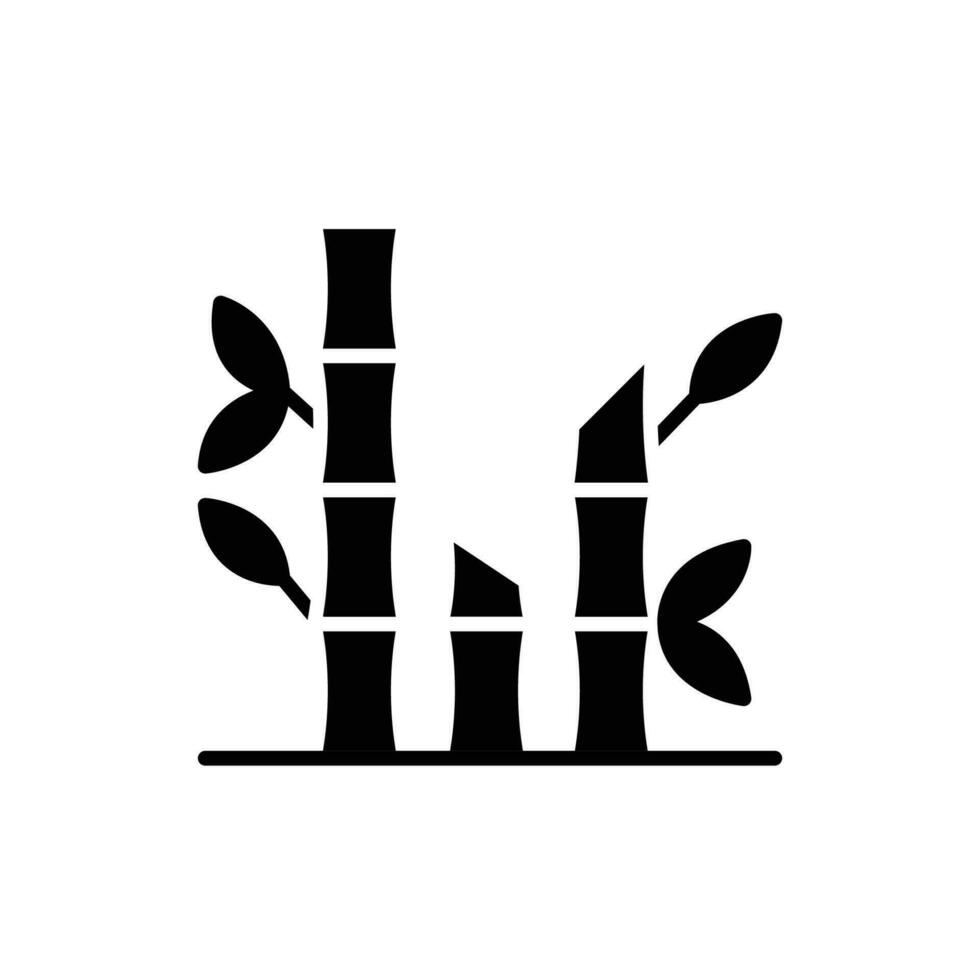 bamboe met bladeren icoon. gemakkelijk solide stijl. Japans bamboe, blad, boom, natuur, Aziatisch tuin concept. silhouet, glyph symbool. vector illustratie geïsoleerd.