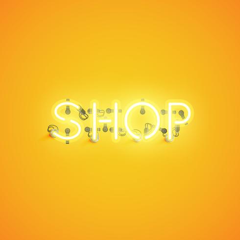 &#39;SHOP&#39; neon lettertype ondertekenen, vectorillustratie vector