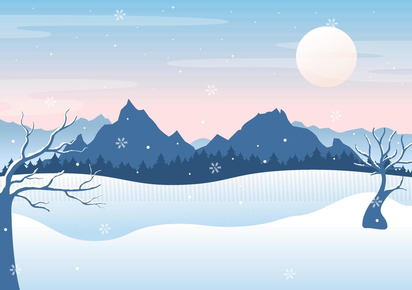 kerst winterlandschap en nieuwjaar achtergrond vectorillustratie vector