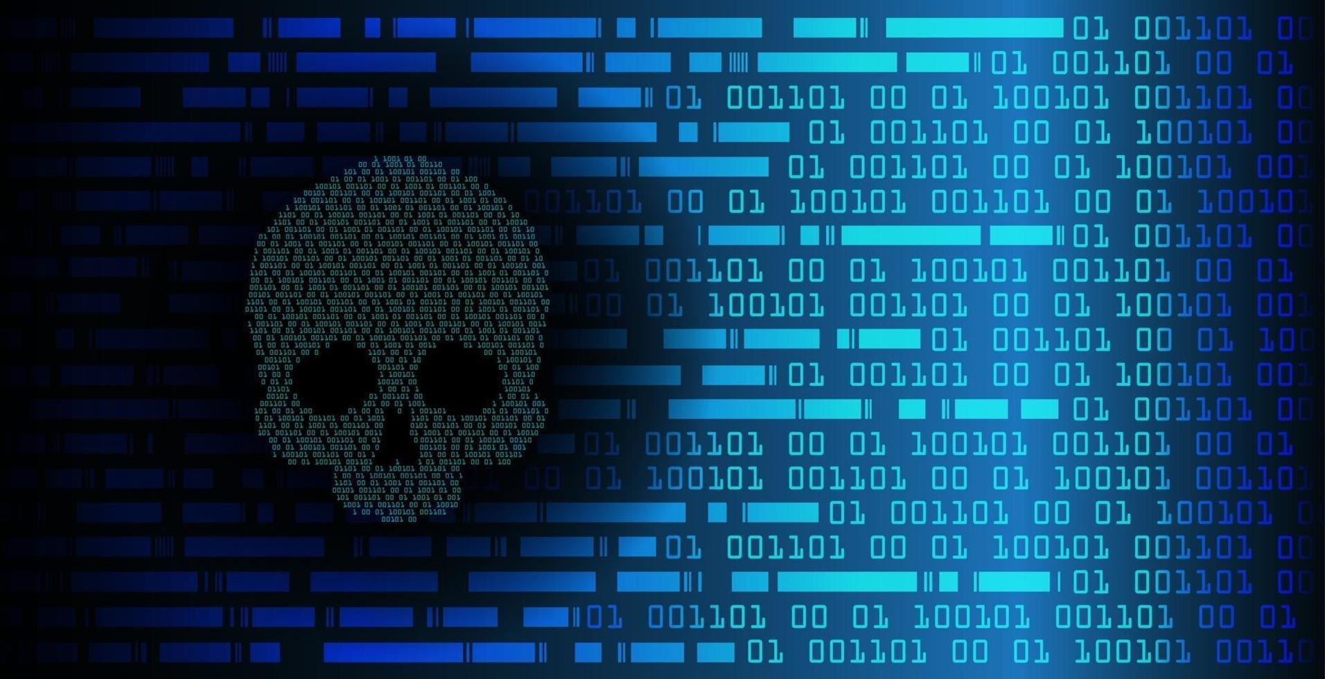 cyber hacker aanval achtergrond, schedel vector