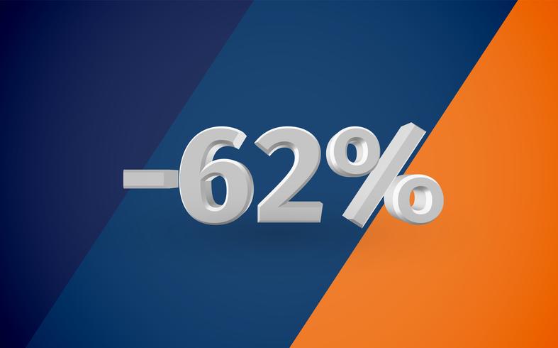 3D verkoopillustratie met percentage, vector