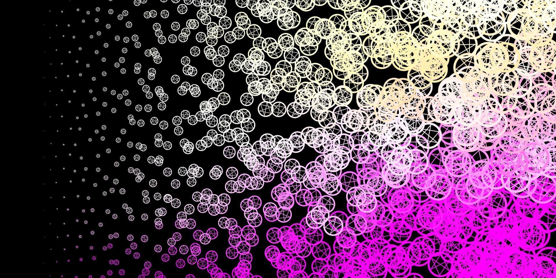 donkerroze, gele vectorachtergrond met occulte symbolen. vector