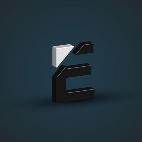 3D-zwart-wit personage uit een lettertype ingesteld, vector illustratie