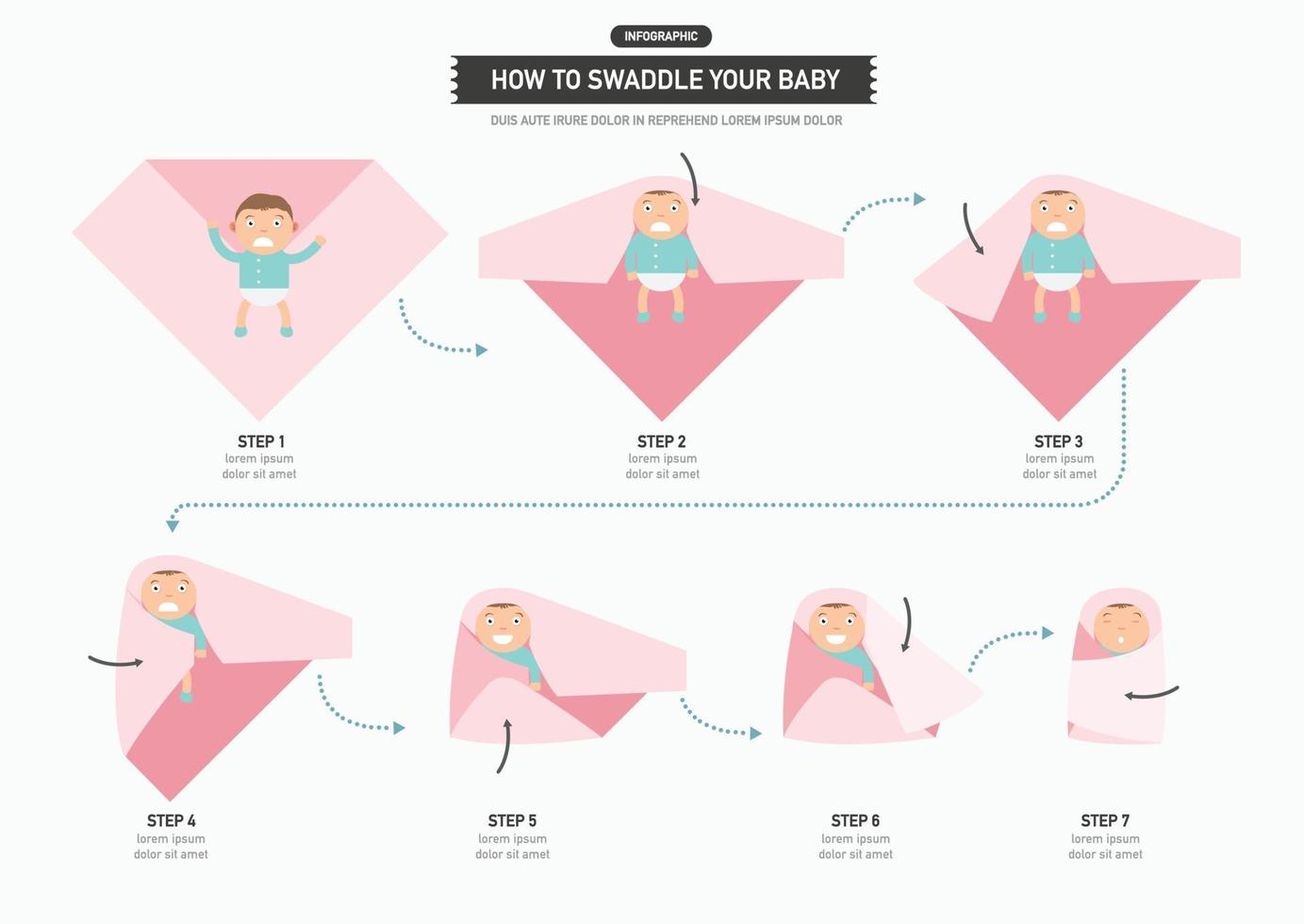 hoe je je baby kunt inbakeren infographic vector