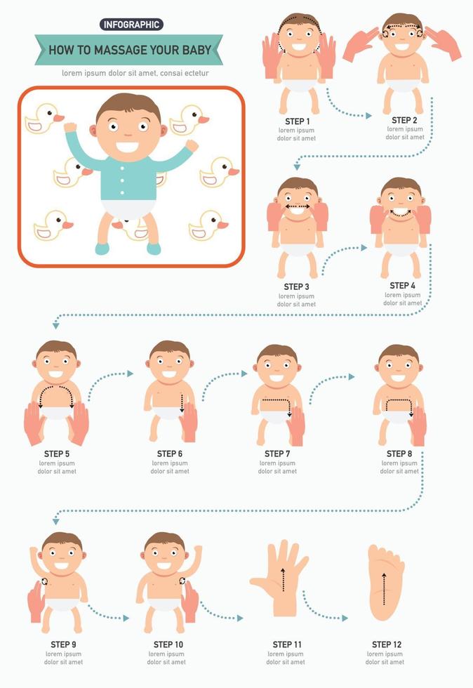 hoe je je baby kunt masseren infographic vector