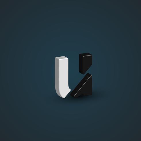 3D-zwart-wit personage uit een lettertype ingesteld, vector illustratie