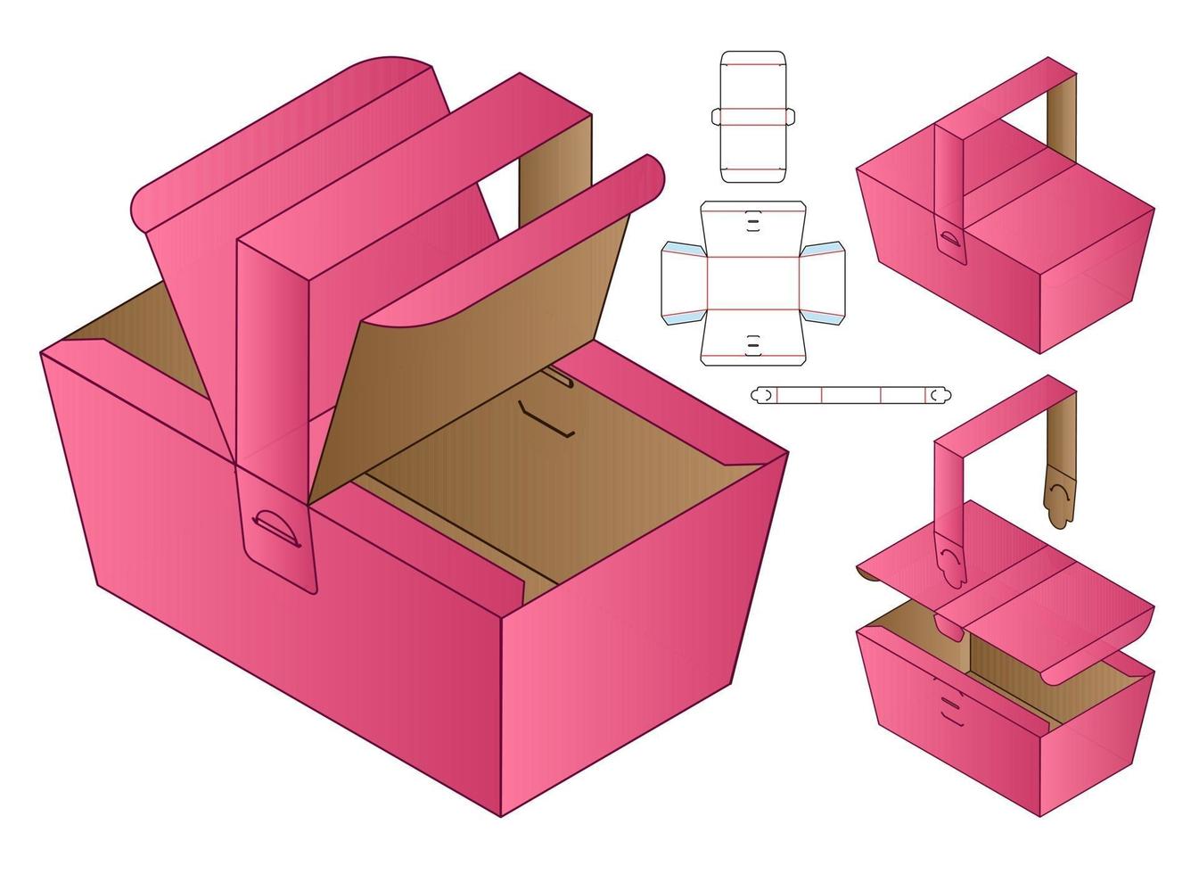 doosverpakking gestanst sjabloonontwerp.3d mockup vector