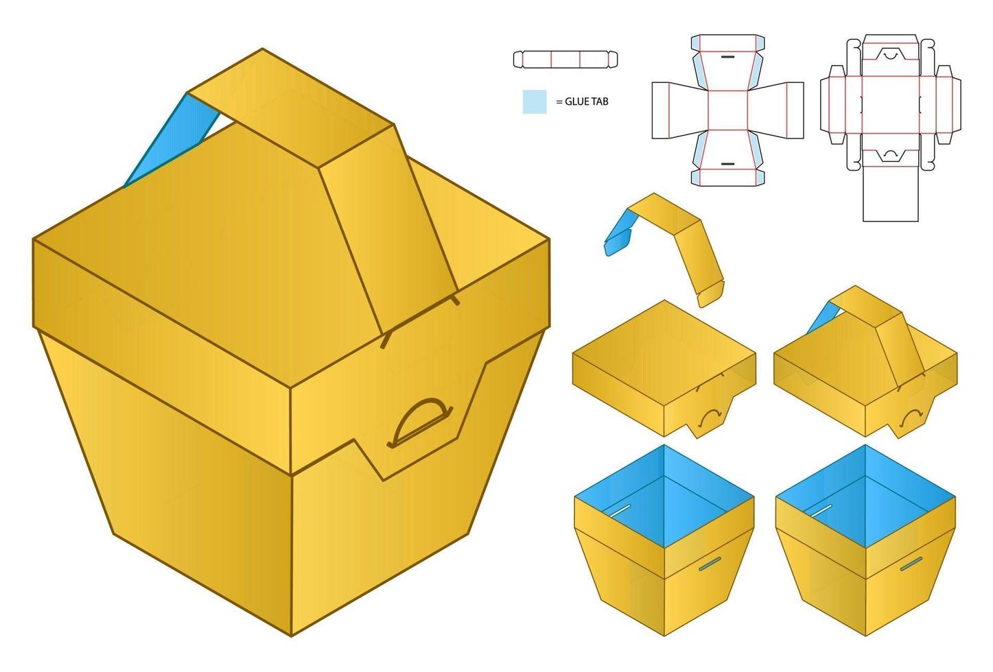 doosverpakking gestanst sjabloonontwerp.3d mockup vector