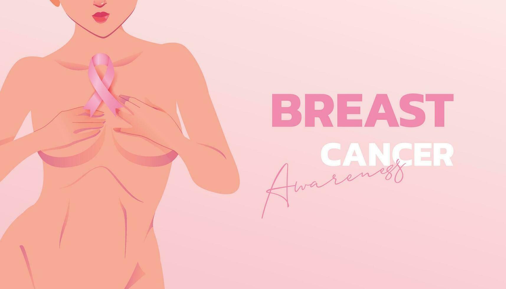 vlak borst kanker bewustzijn maand met lint vector